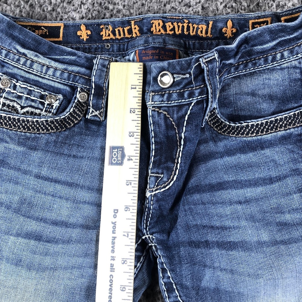Rock Revival Jeans Womens 27 Blue Med Wash Low Rise Capri Stretch Denim - Picture 15 of 16